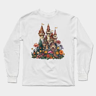 Vintage Magical Floral Castle Princess Queen Castle Long Sleeve T-Shirt